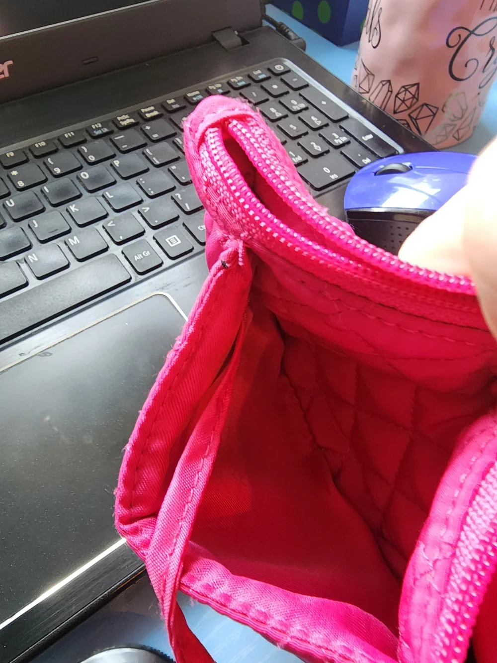 Vera Bradley Quilted Pink Cosmetic Pouch 6.5x5